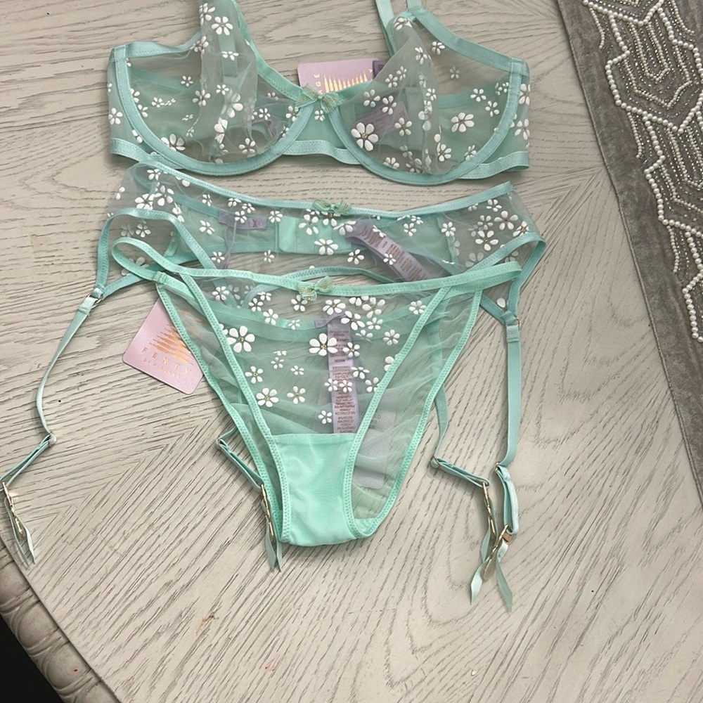 FENTY By RIHANNA Mint Green Floral Lingerie Set - Picture 10 of 10